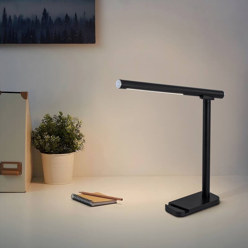 Starsky 1-Light Rechargeable Wireless LED Dimmable Desk Lamp - Black