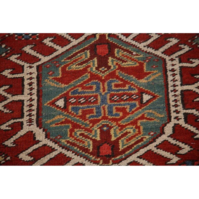 Vegetable Dye Antique Heriz Serapi Persian Runner Wool Carpet - 3'5" x 10'4"