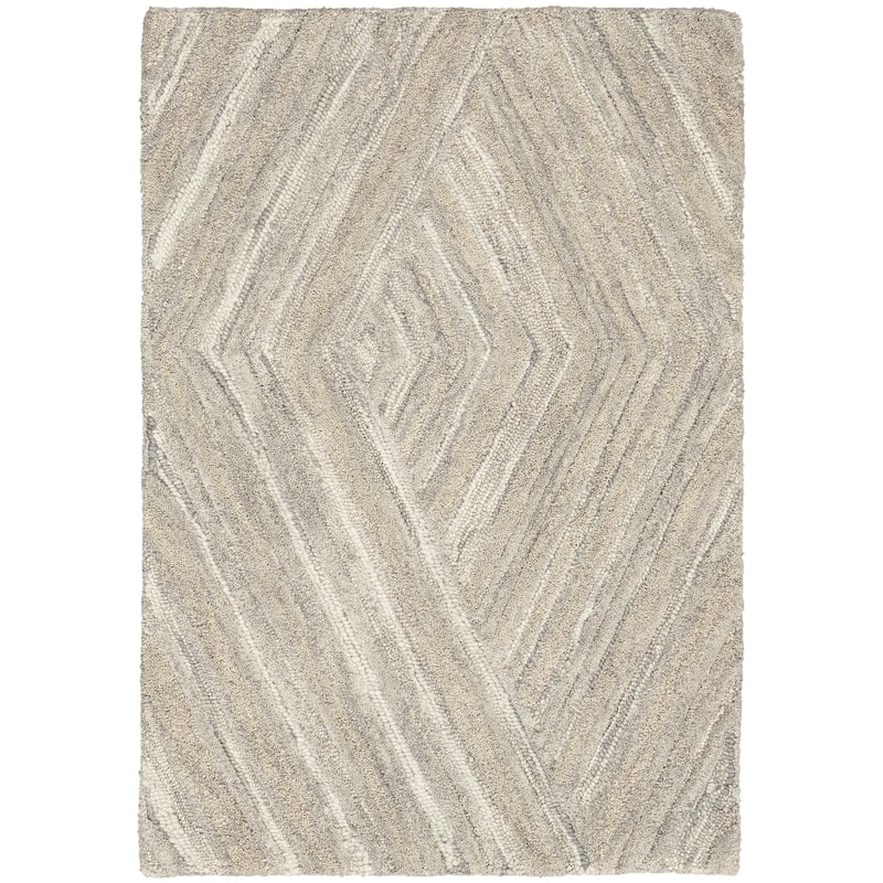 Nourison Graceful Indoor only Geometric Wool Area Rug - 3' 9" x 5' 9" - Grey
