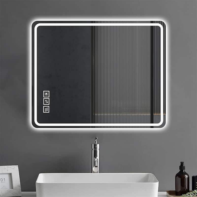 LED Anti-Fog Frameless Bathroom Vanity Mirrors with Front Lights