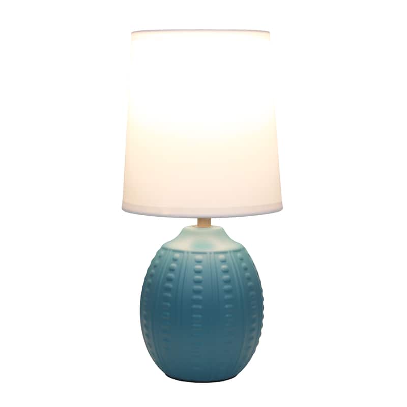 Ceramic Oval Table Lamp with Fabric Shade for Bedroom, Living Room - 6 x 6 x 13 in. (L x W x H)