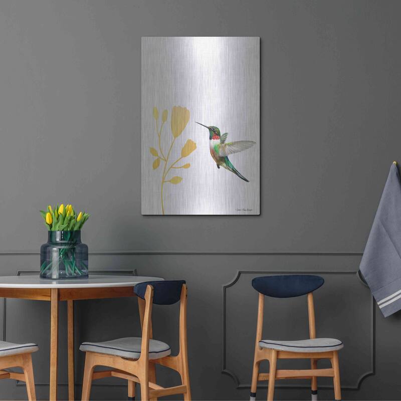 Luxe Metal Art 'Hummingbird and the Flower' by Seven Trees Design, Metal Wall Art