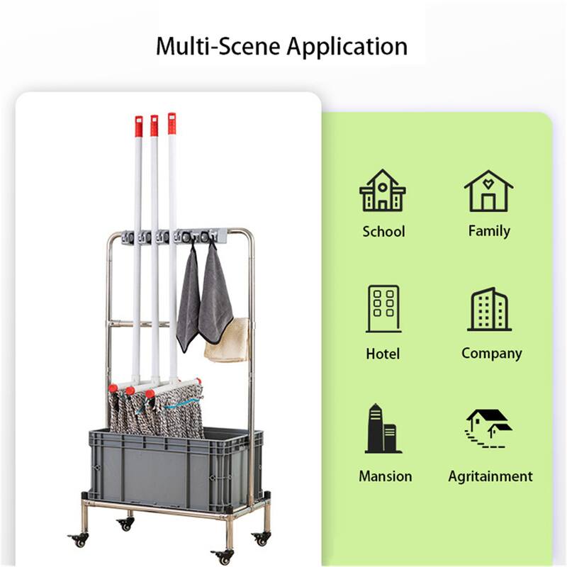 Modern Portable Movable Mop Rack Cleaning Tool Cart