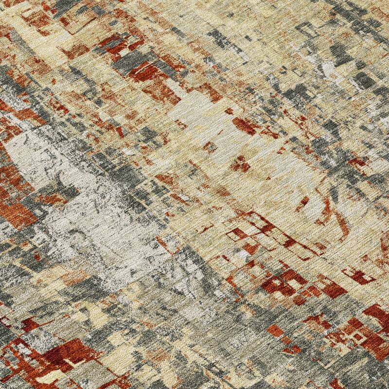 Machine Washable Indoor/ Outdoor Abstract Pixels Chantille Rug