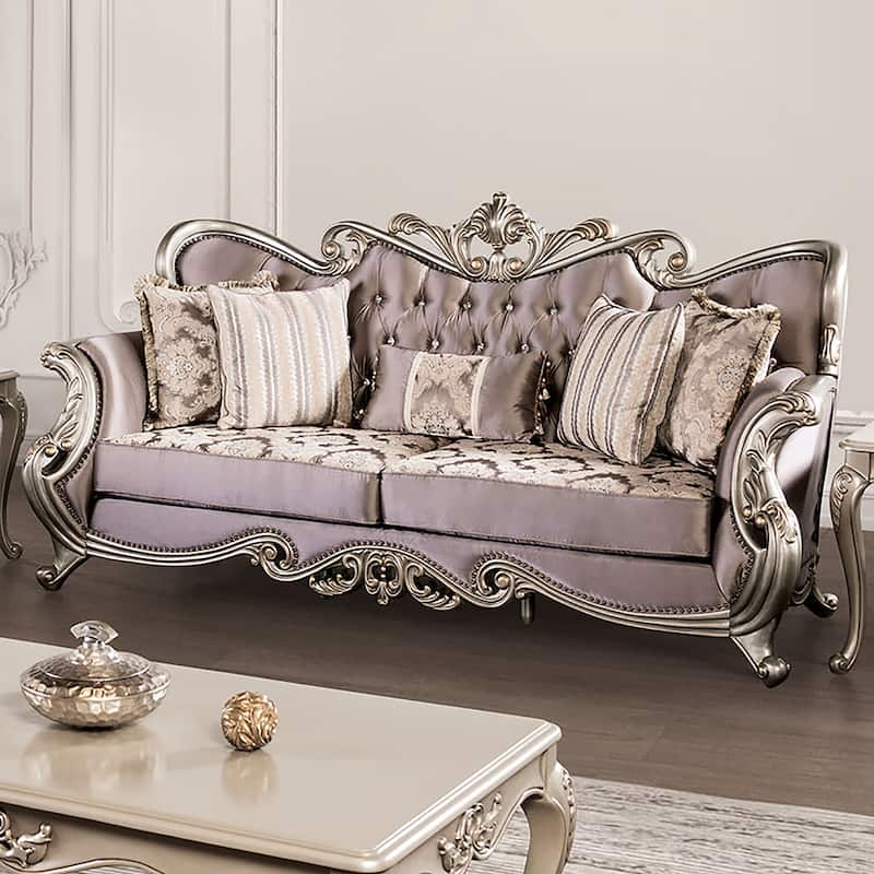 Furniture of America Cintel Traditional 2-Piece Tufted Velvet Wingback Sofa and Loveseat Set