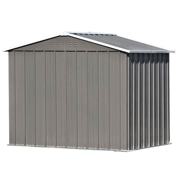 8ft x 6ft Outdoor Garden Shed, Metal Frame Storage Shed with Vents & Lockable Doors for Backyard