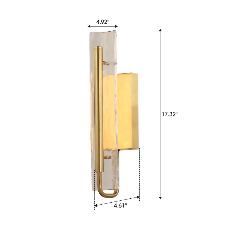 Perimost 17" Modern Gold Glass LED Bathroom Vanity Light Wall Sconce
