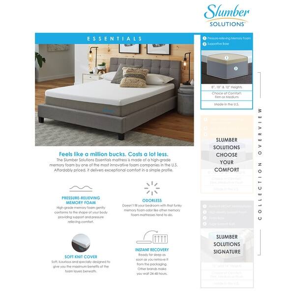 Shop Slumber Solutions Essentials 12 Inch Memory Foam Mattress