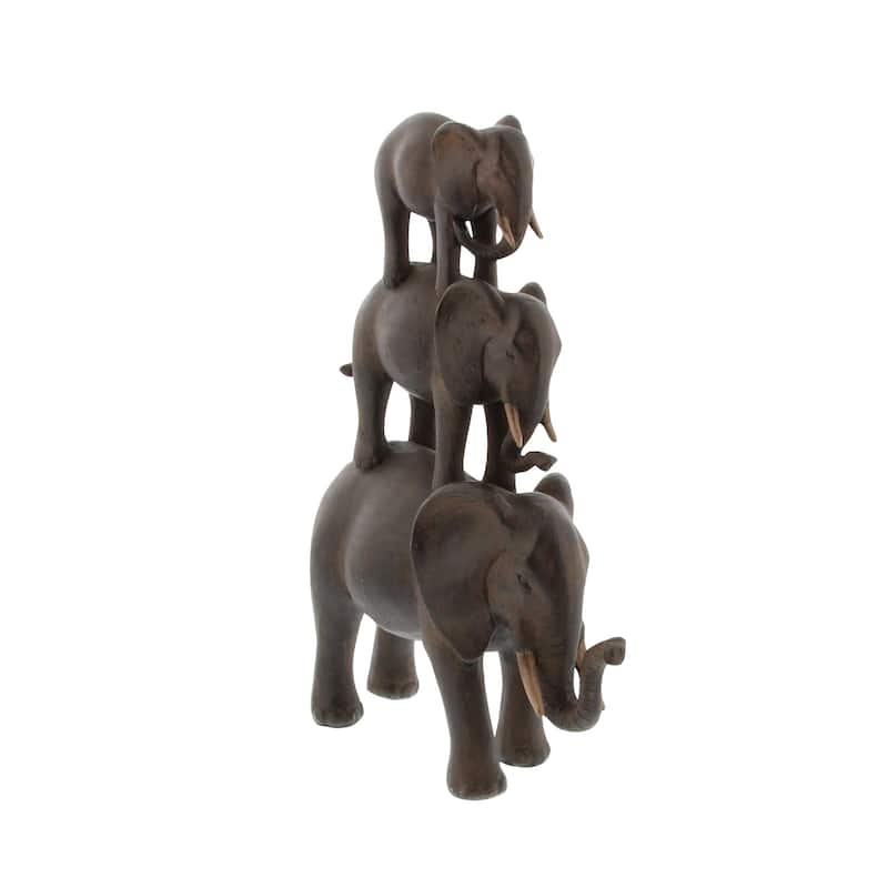 Brown Polystone Elephant Decorative Sculpture