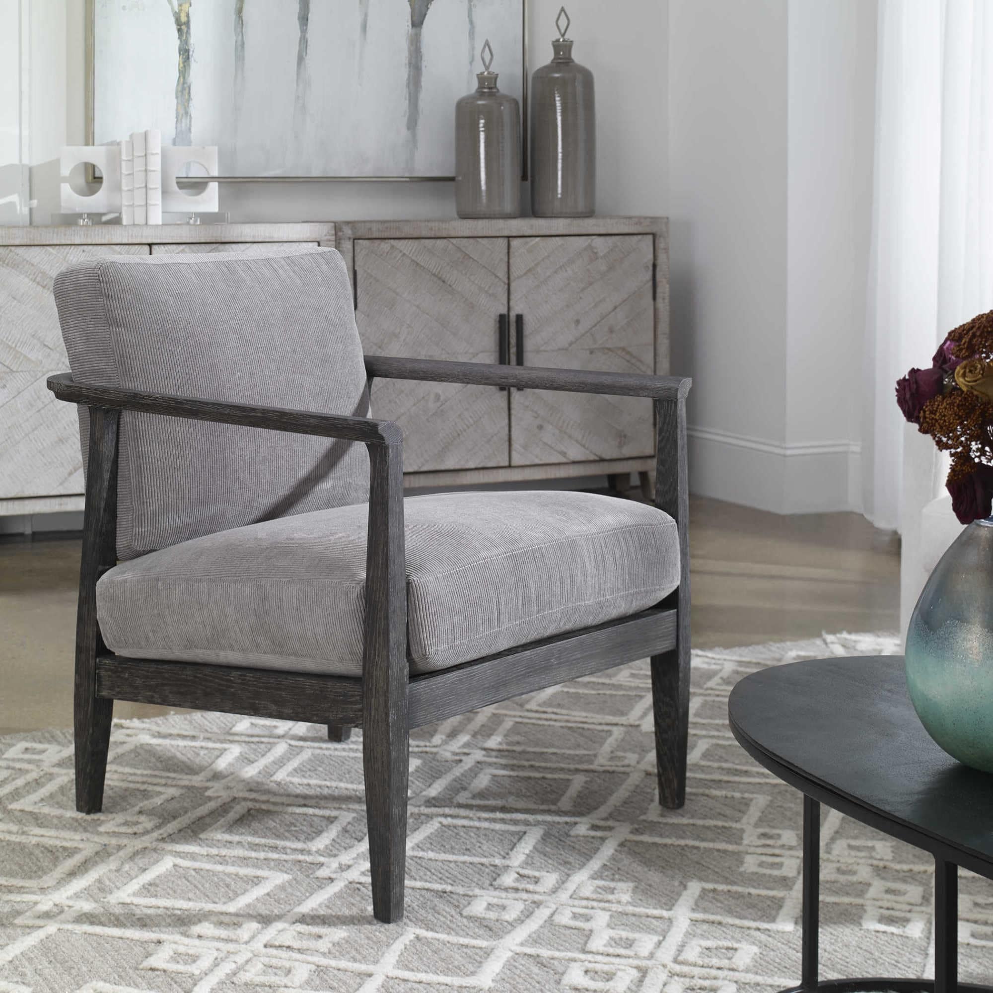 Uttermost Brunei 31" Wide Modern Accent Chair with Solid Oak Frame and