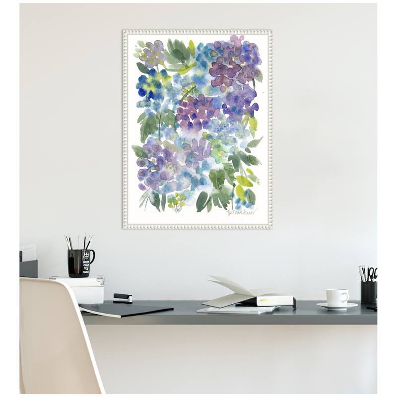 Kate and Laurel Sylvie Watercolor Purple Hydrafloral Framed Canvas by Patricia Shaw