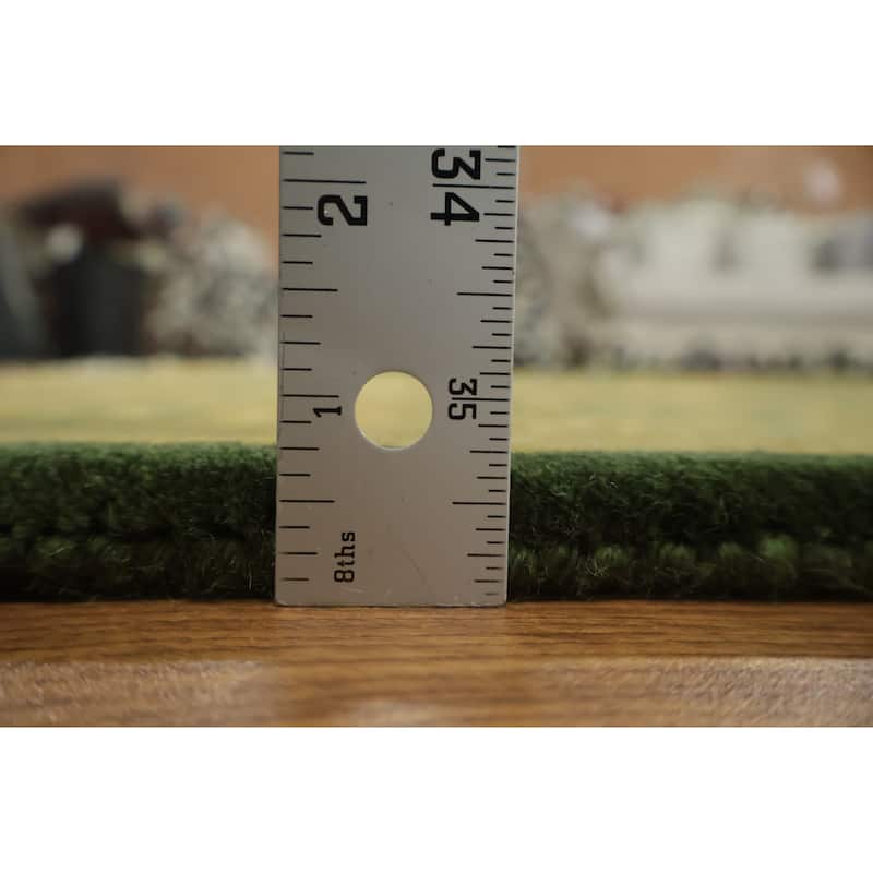 Hand Knotted Oriental 100% Wool Carpet Traditional All-Over Green Art Deco Area Rug - 8' 10'' X 5' 11''