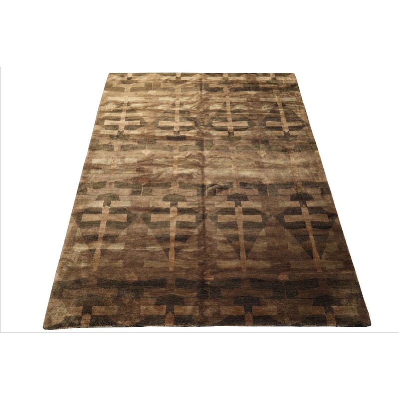 8'2''x10'2'' Tibetano Hand Knotted Wool Moss Tibetan Modern & Contemporary Rug - 8' 2'' x 10' 2''
