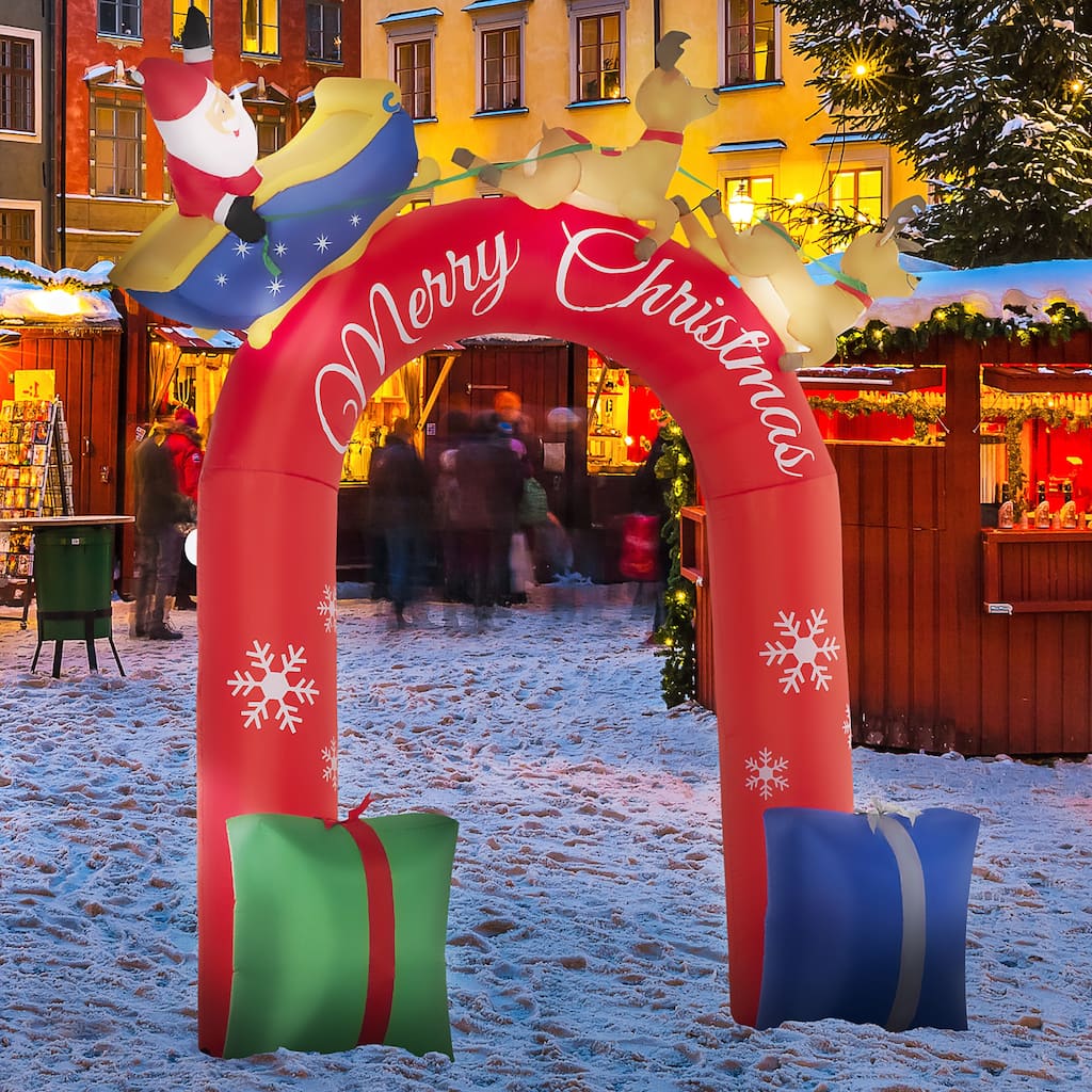Outsunny 9ft Inflatable Christmas Arch with Santa Claus, Blow-Up LED Display