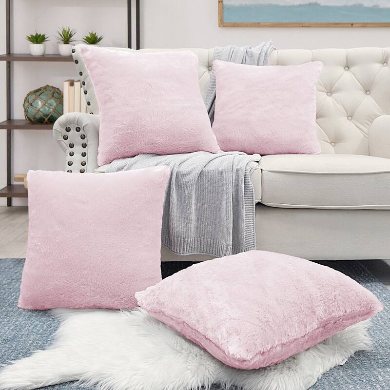 Fauxfur Pillow Shell Set 20'X20" - Pink