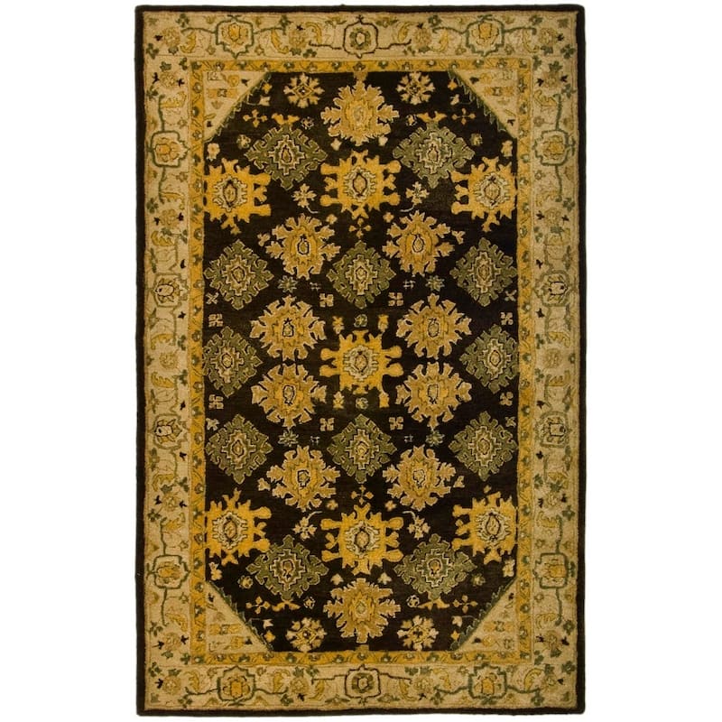 SAFAVIEH Handmade Taj Mahal Talja Traditional Oriental Wool Rug - 3' x 5' - Brown/Ivory