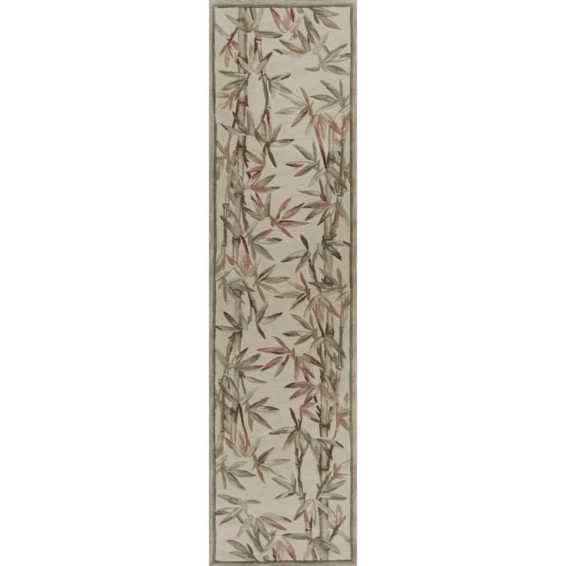 Domani Classics Hand-tufted Wool Bamboo Shoot Area Rug - 2'6" x 10' Runner - Ivory