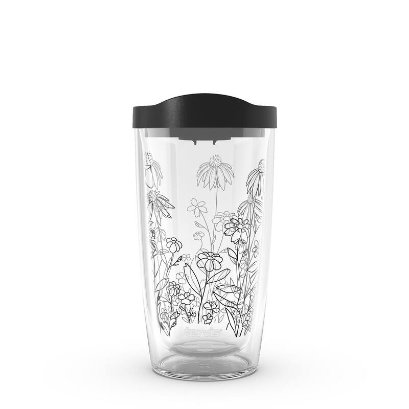 Tervis Wildflower Collection Coneflower And Tickseed Made in USA Double Walled Insulated Tumbler Travel 16oz, Coneflower