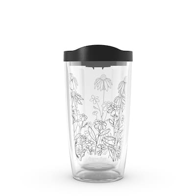 Tervis Wildflower Collection Coneflower And Tickseed Made in USA Double Walled Insulated Tumbler Travel 16oz, Coneflower
