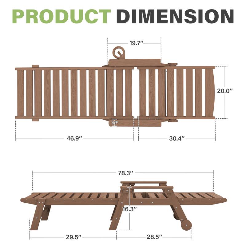 HDPE Frame Adjustable Backrest Patio Lounge Chair