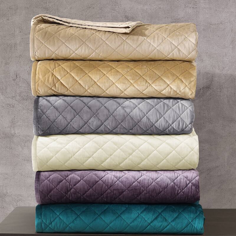HiEnd Accents Velvet Diamond 3 Piece Quilt Set with Pillow Shams