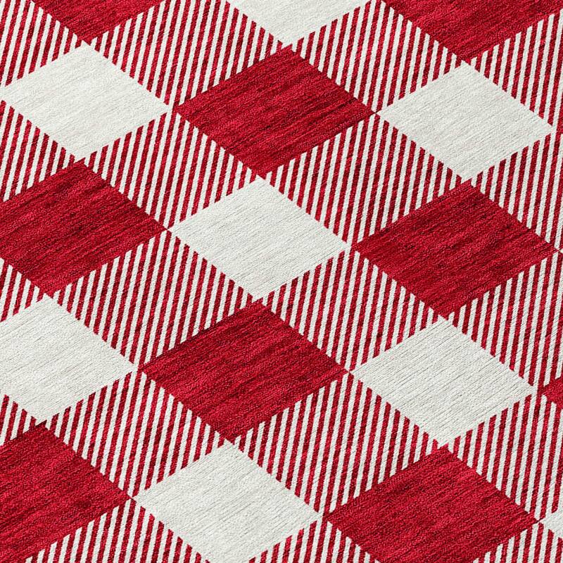 Machine Washable Indoor/ Outdoor Chantille Plaid Rug