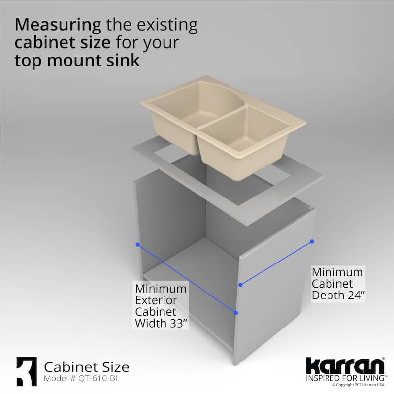 Top Mount 33-inch Large/Small Bowl Quartz Kitchen Sink - 33" x 22" x 9"