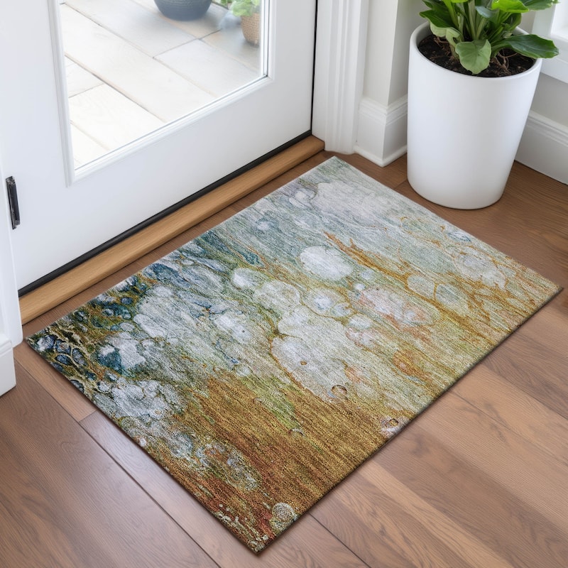 Premium Washable Super Soft Abstract Modern Mayfield Rug - Paprika - 1'8" x 2'6"