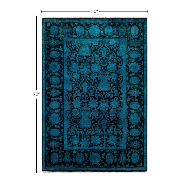 Contemporary Overdyed Wool Hand Knotted Area Rug - 4' 2" x 6' 0"