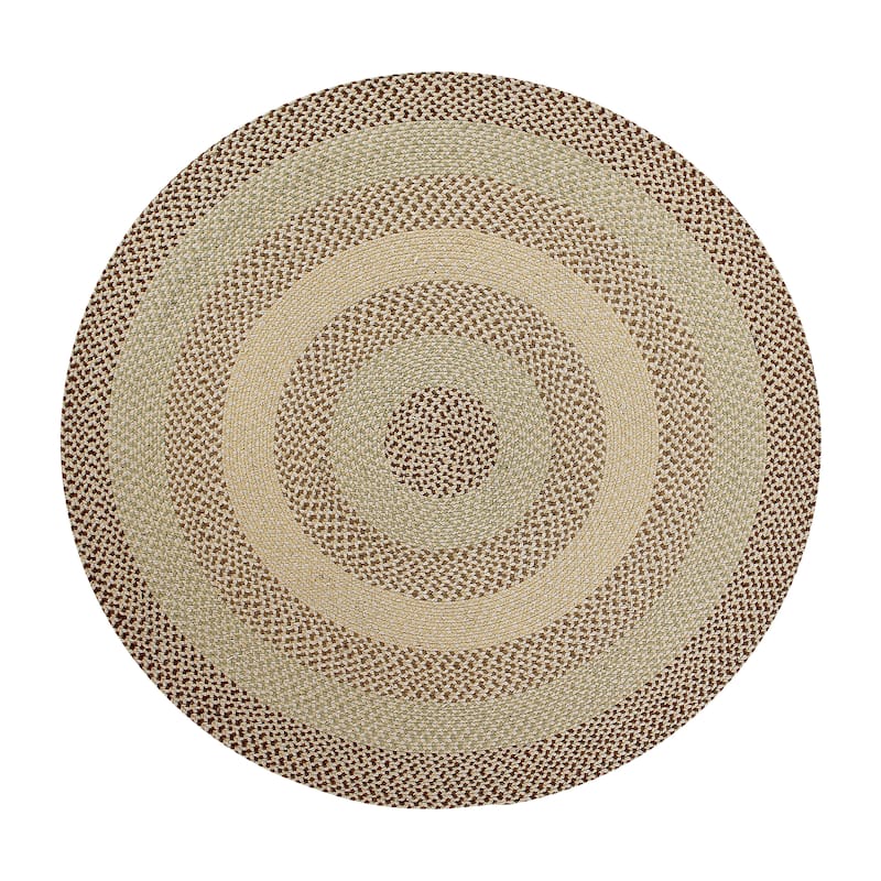 Better Trends Woodbridge Braid 100% Wool Stain Resistant, Double Sided Reversible Oval Indoor Area Utility Rug - 72" Round - Ivory