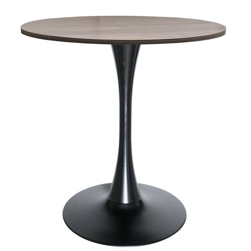 Bristol 27" Round Dining Table for 4 with Solid Wood Tabletop in Sleek Black Pedestal Base for Kitchen & Dining Room - 27.56"