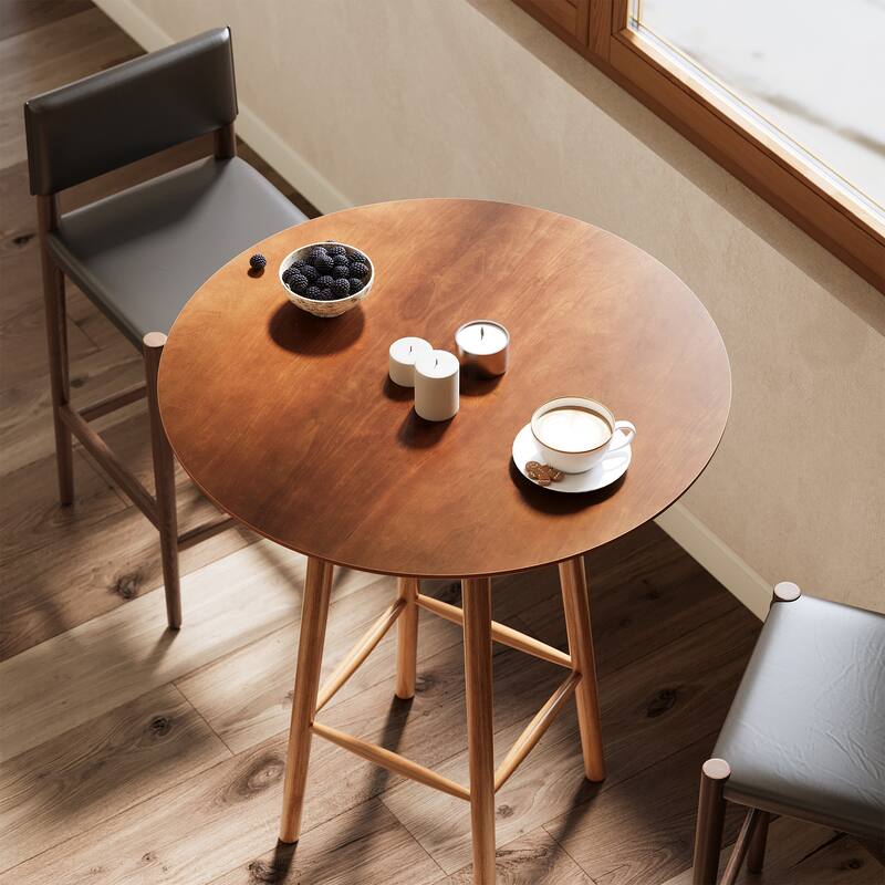 Solid Wood Round Bar Table with Sturdy Frame