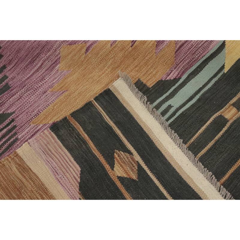 Hand Woven Oriental 100% Wool Carpet Southwestern Tribal Purples Kilim Area Rug - 11' 11'' X 8' 7''