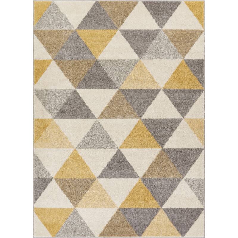 Well Woven Mid Century Modern Geometric Area Rug - 5'3" x 7'3" - 5'3" x 7'3" - Gold/Grey