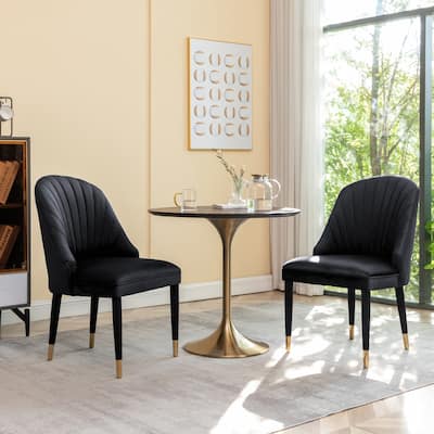 Porthos Home Wren Velvet Dining Chairs with Velvet Covered Rubberwood Legs, Set of 2