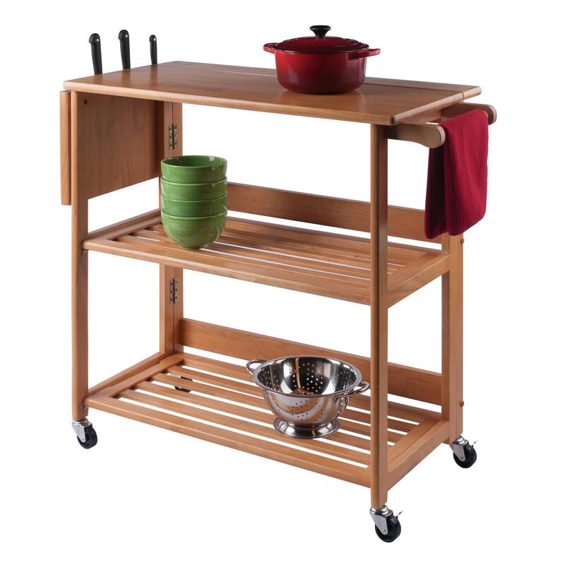 Radley Kitchen Cart, Foldable, Light Oak - 37.87 x 17.24 x 34.57 inches