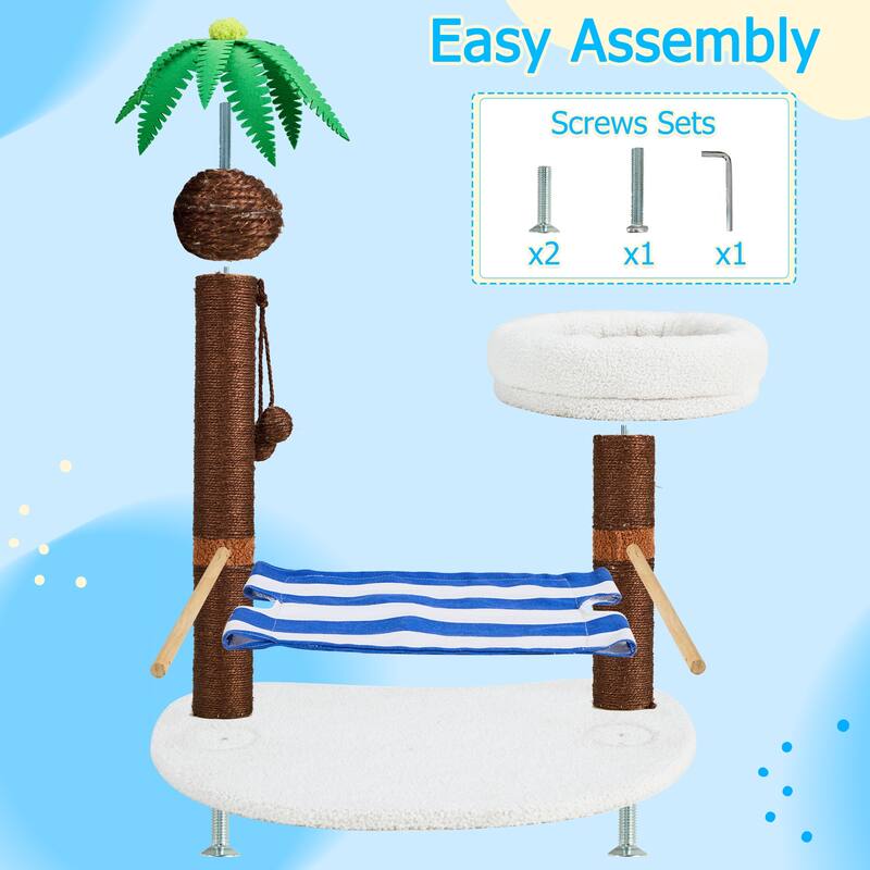 EROMMY Cat Tree – Multi-Level Cat Tower with Sisal Scratching Posts & Swing Ball, Modern Cat Furniture for Indoor Cats