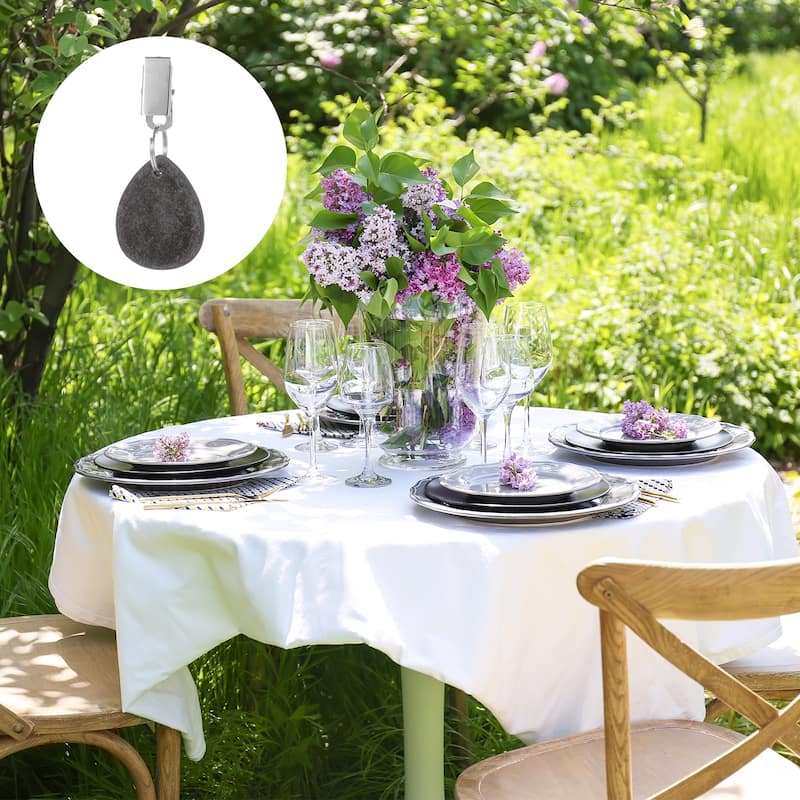 12PCS Marble Water-Drop Shape Tablecloth Weights with Metal Clip