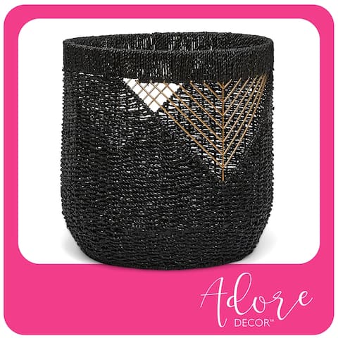 The Curated Nomad Lucky Black and Gold Seagrass Basket