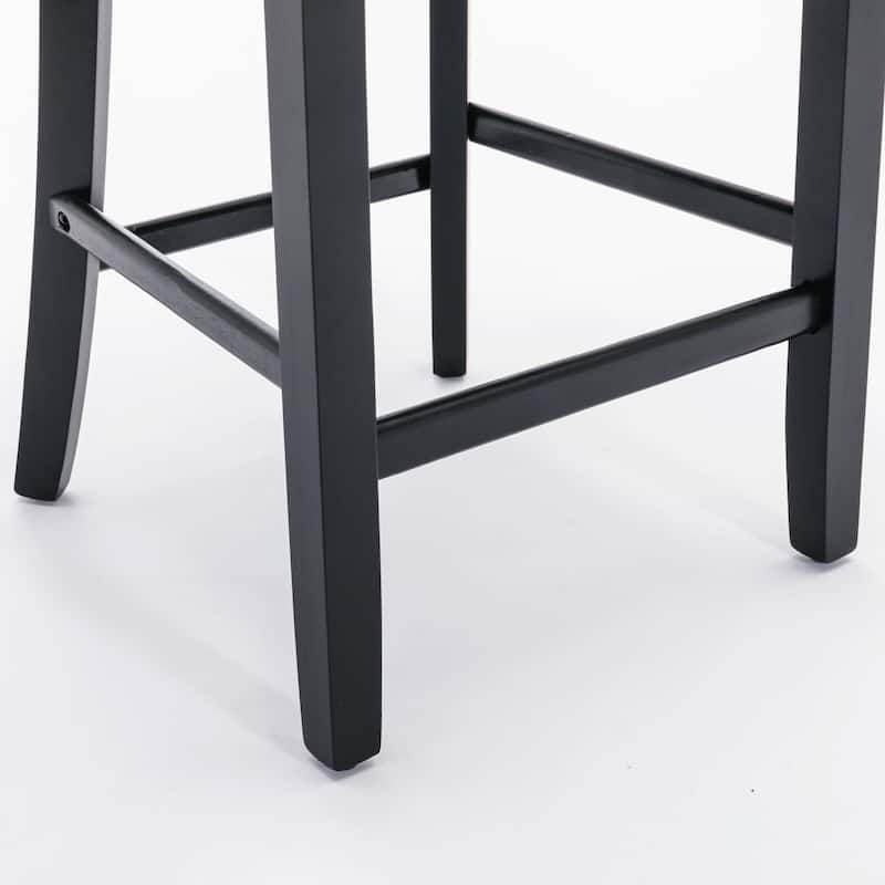Contemporary Velvet Upholstered Wing-Back Barstools with Button Tufted Decoration Leisure Style Bar Chairs
