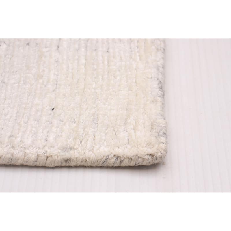 ECARPETGALLERY Hand Loomed Shimmer White Viscose Rug - 7'10 x 9'9