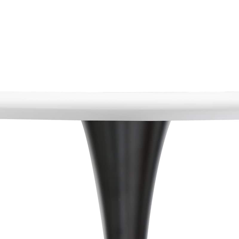 LeisureMod Bristol 40" Round Dining Table for 4 with MDF Wood Tabletop in Black Steel Base for Kitchen & Dining Room