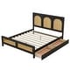 preview thumbnail 5 of 11, Queen Storage Bed with Rattan Headboard and Drawers