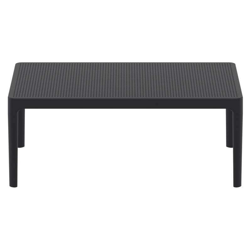 39.5" Black Patio Solid Rectangular Lounge Coffee Table