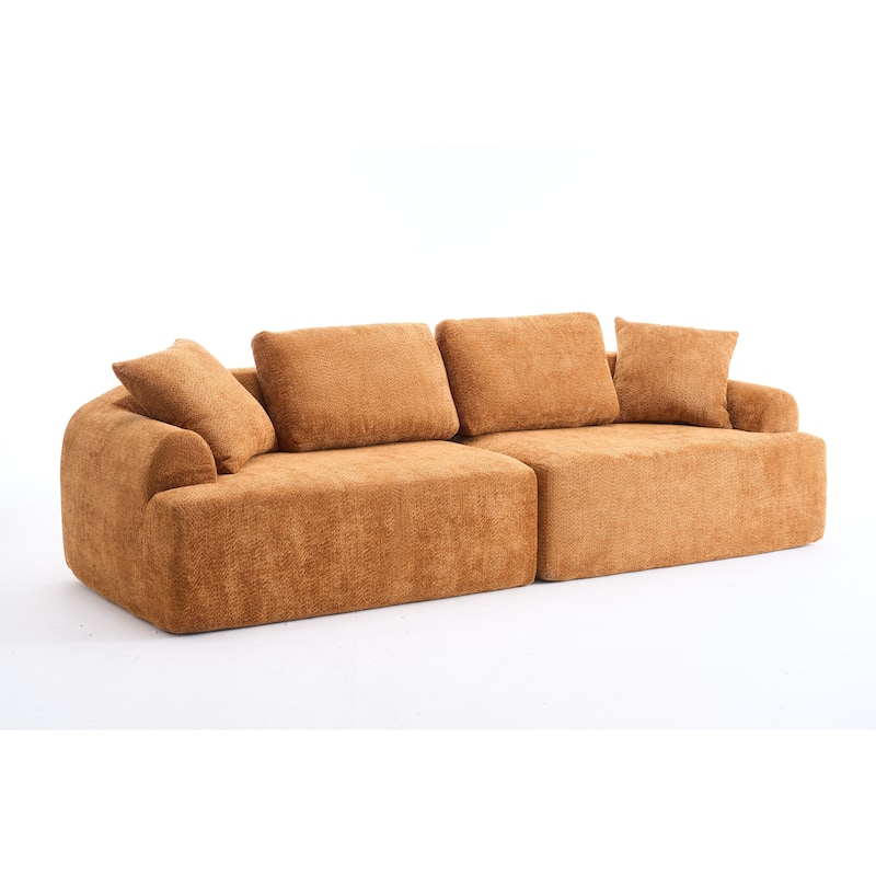 4-Seater Combined Sofa, Crochet Yarn Fabric, Full Sponge Compression Sofa,Combined Sofa With 4 Pillows