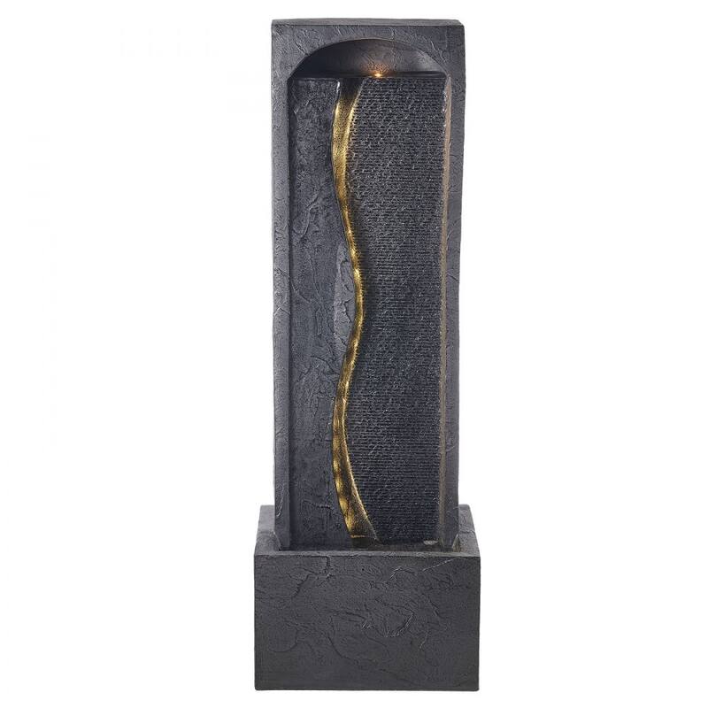 Modern Outdoor LED Lights Water Fountain with Vertical Rock-Base Design and Weather-Resistant - 13.39 x 8.66 x 38.58 in