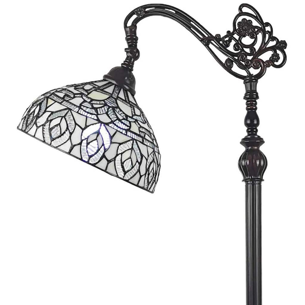 Tiffany Style Peacock Design Floor Reading Lamp Amora Lighting