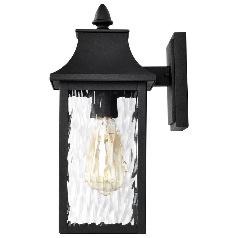 Austen Outdoor Small Wall Light Matte Black Finish Clear Water Glass