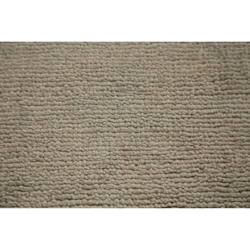 Hand Knotted Oriental 100% Wool Carpet Modern Solid Green Gabbeh Runner Rug - 10' 0'' X 3' 1''