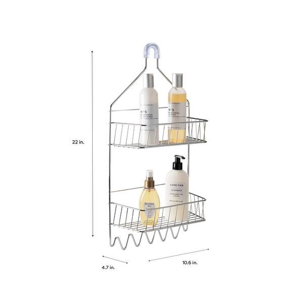 Bath Bliss 2 Tier Cabana Stripe Shower Caddy in Chrome 10.63 x 4.69 x